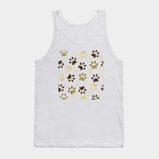 Gold and Brown Shining Paw Prints Tank Top